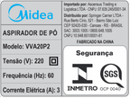 Aspirador de Pó Midea PowerDust VVA20P2 Preto com Cobre 220V