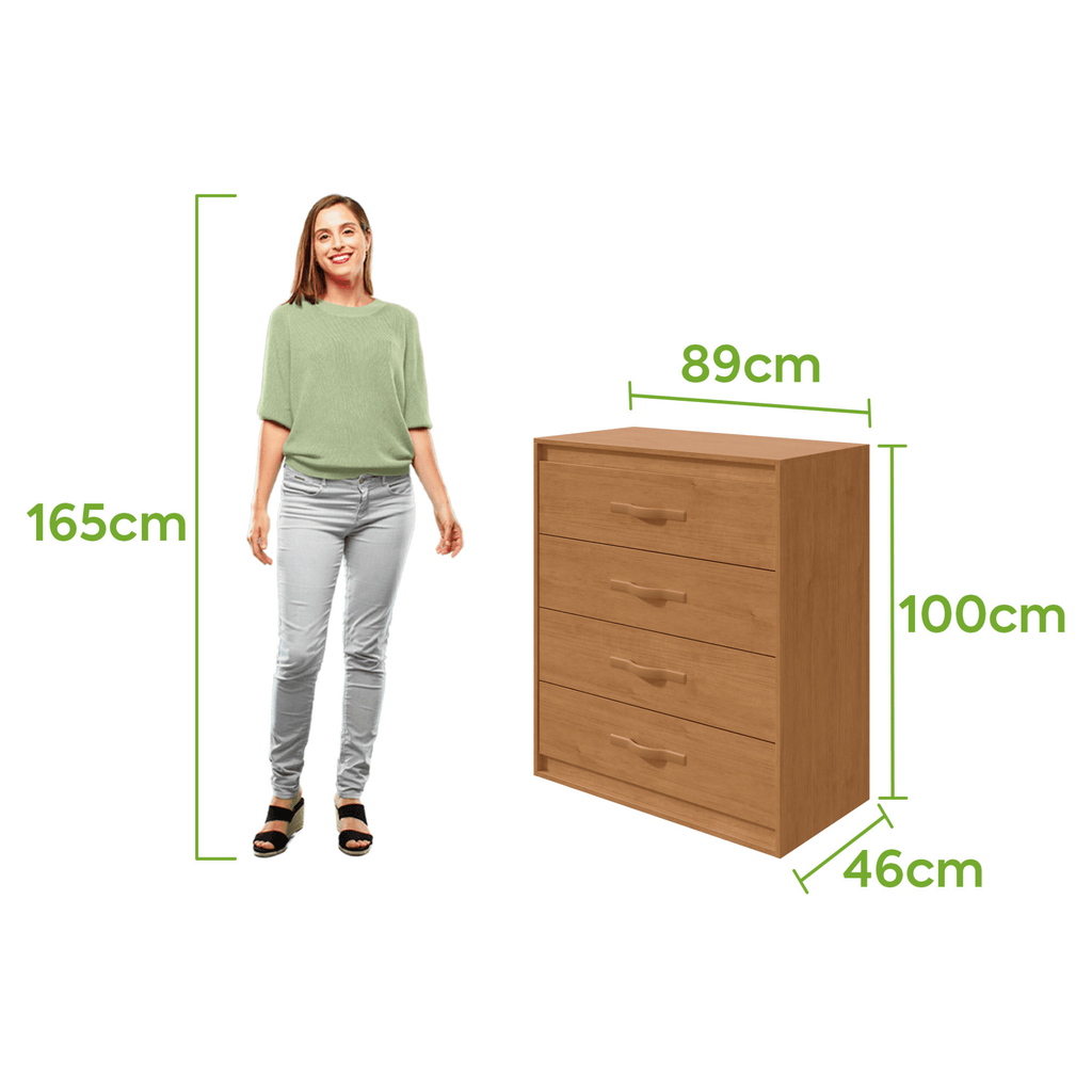 Cômoda Suavitá Lopas 4 Gavetas 89cm Amêndoa Clean