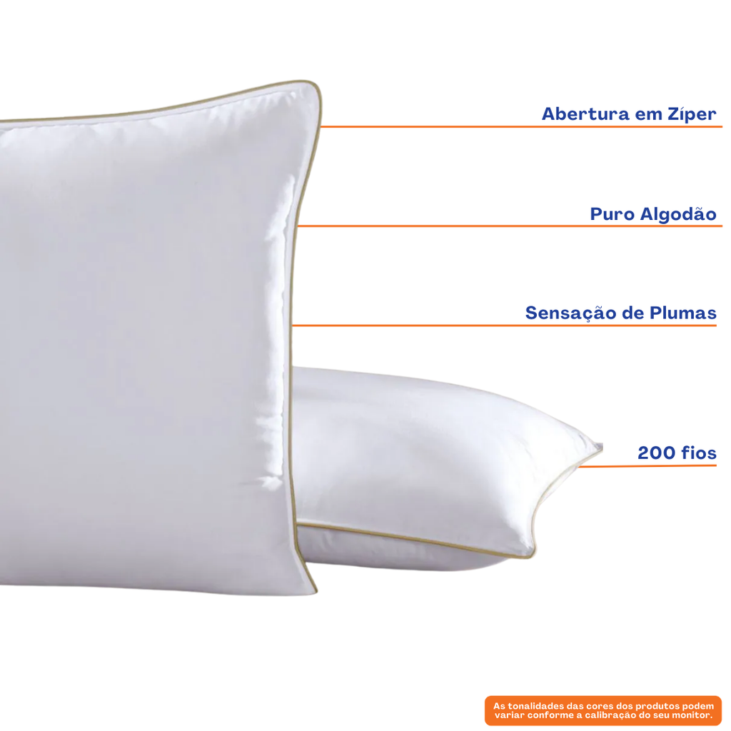 Travesseiro Hedrons Hotel Collection 50x70cm 200 fios Branco