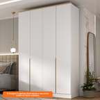 Roupeiro Logan 100% MDF Mambel 160cm 4 Portas Branco e Olmo