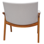 Poltrona Elipse 76cm Seiva Madeira Champanhe Linho Cinza