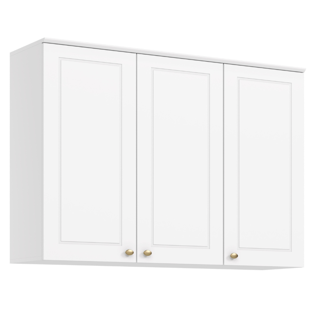 Armário Aéreo de Cozinha Americana Henn 100% MDF 3 Portas 120cm Branco HP