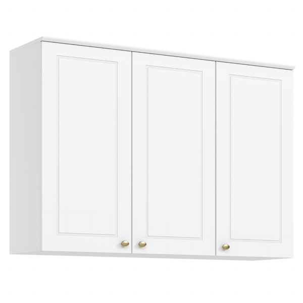 Armário Aéreo de Cozinha Americana Henn 100% MDF 3 Portas 120cm Branco HP