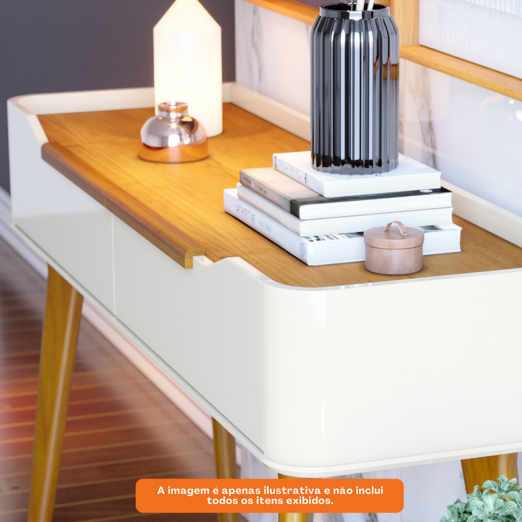 Aparador ARC 136cm Imcal 2 Gavetas Off White e Nature