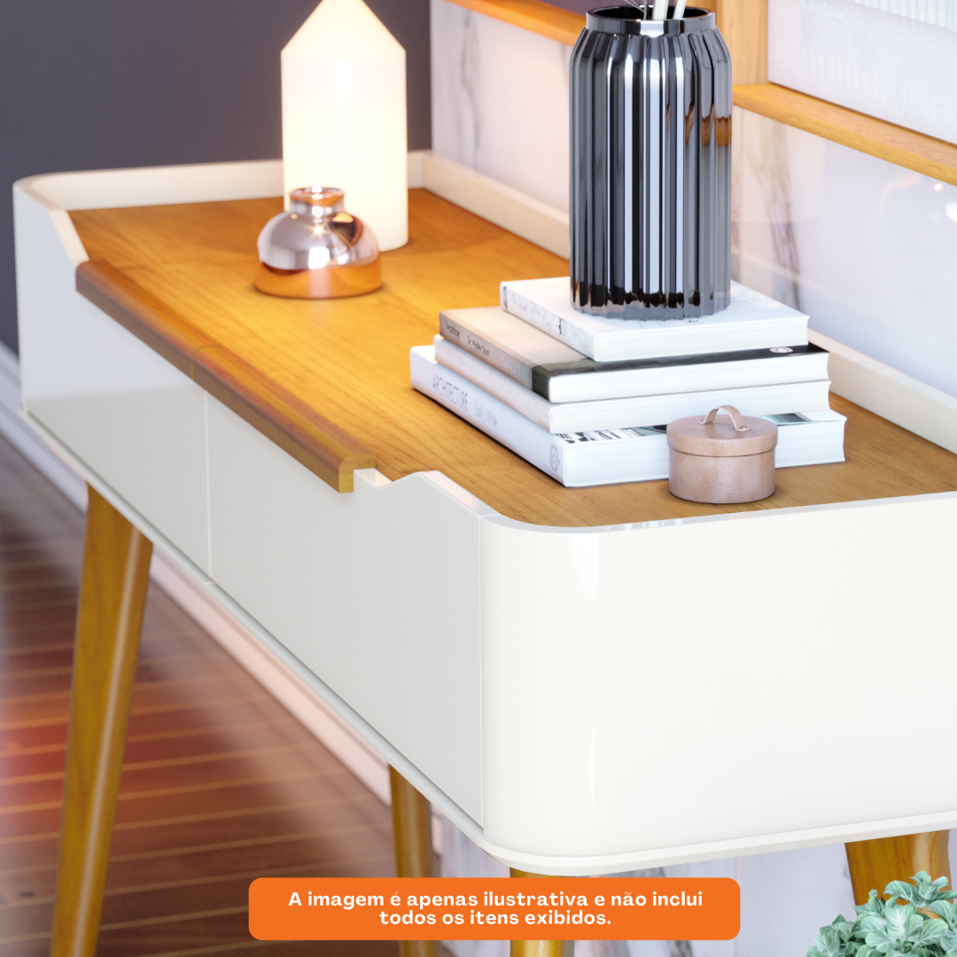 Aparador ARC 136cm Imcal 2 Gavetas Off White e Nature