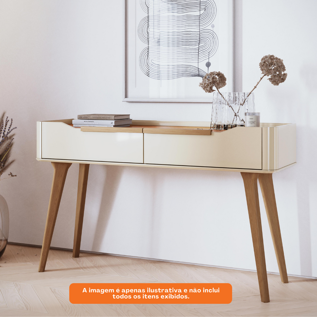 Aparador ARC 136cm Imcal 2 Gavetas Off White e Nature