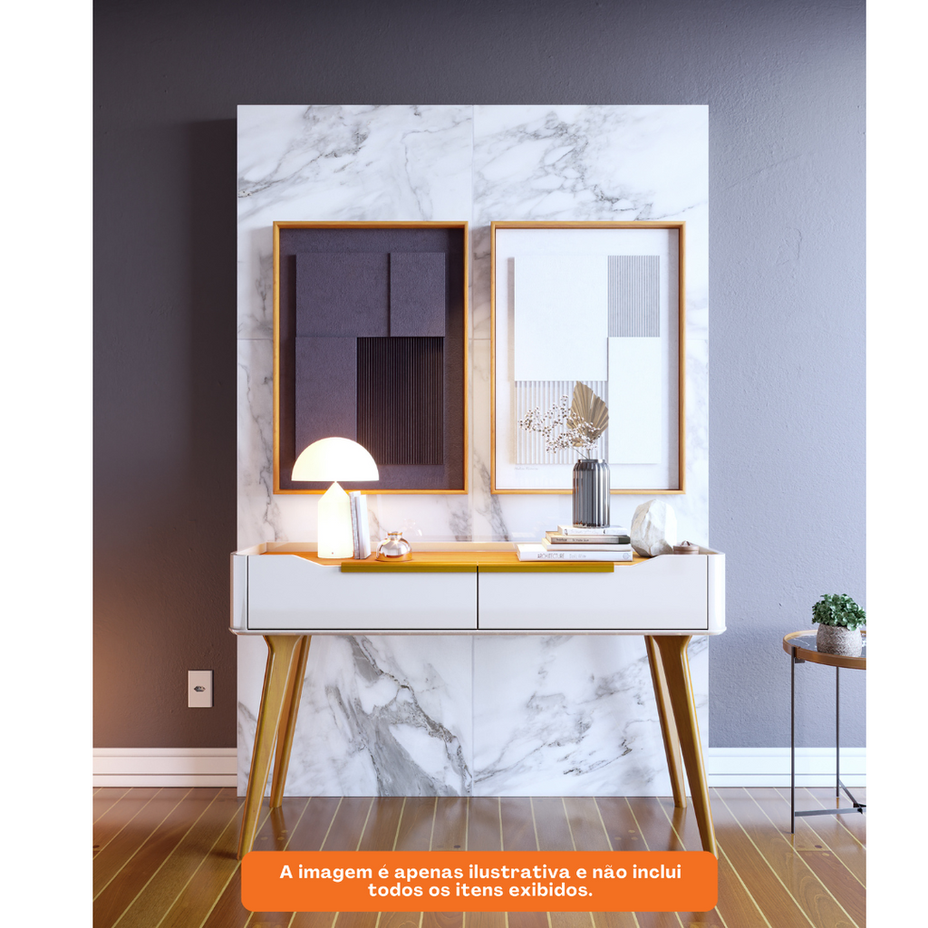 Aparador ARC 136cm Imcal 2 Gavetas Off White e Nature