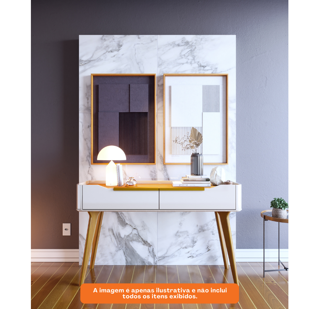 Aparador ARC 136cm Imcal 2 Gavetas Off White e Nature