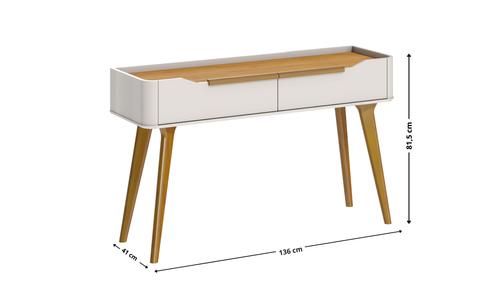 Aparador ARC 136cm Imcal 2 Gavetas Off White e Nature