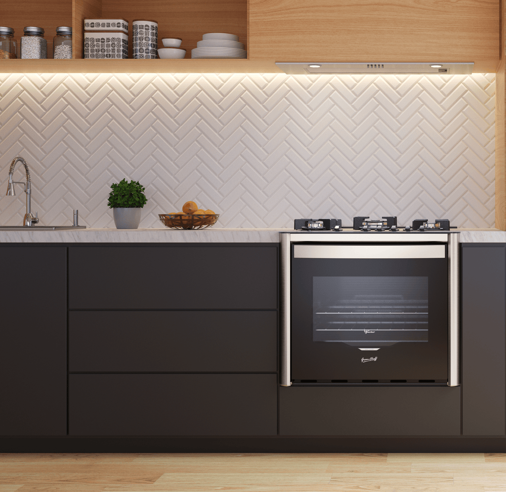 Fogão 5 Bocas Fischer de Embutir Gran Cheff Tripla Chama Mesa de Vidro com Dourador 28550-65541 Inox 220V