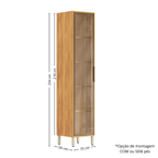 Cristaleira Plena Demóbile 48cm 1 Porta Reflecta com LED Cinamomo e Nude
