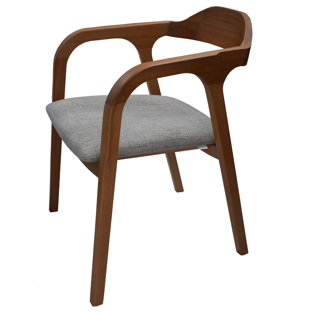 Poltrona Astom Seiva 60cm Champagne Linho Cinza
