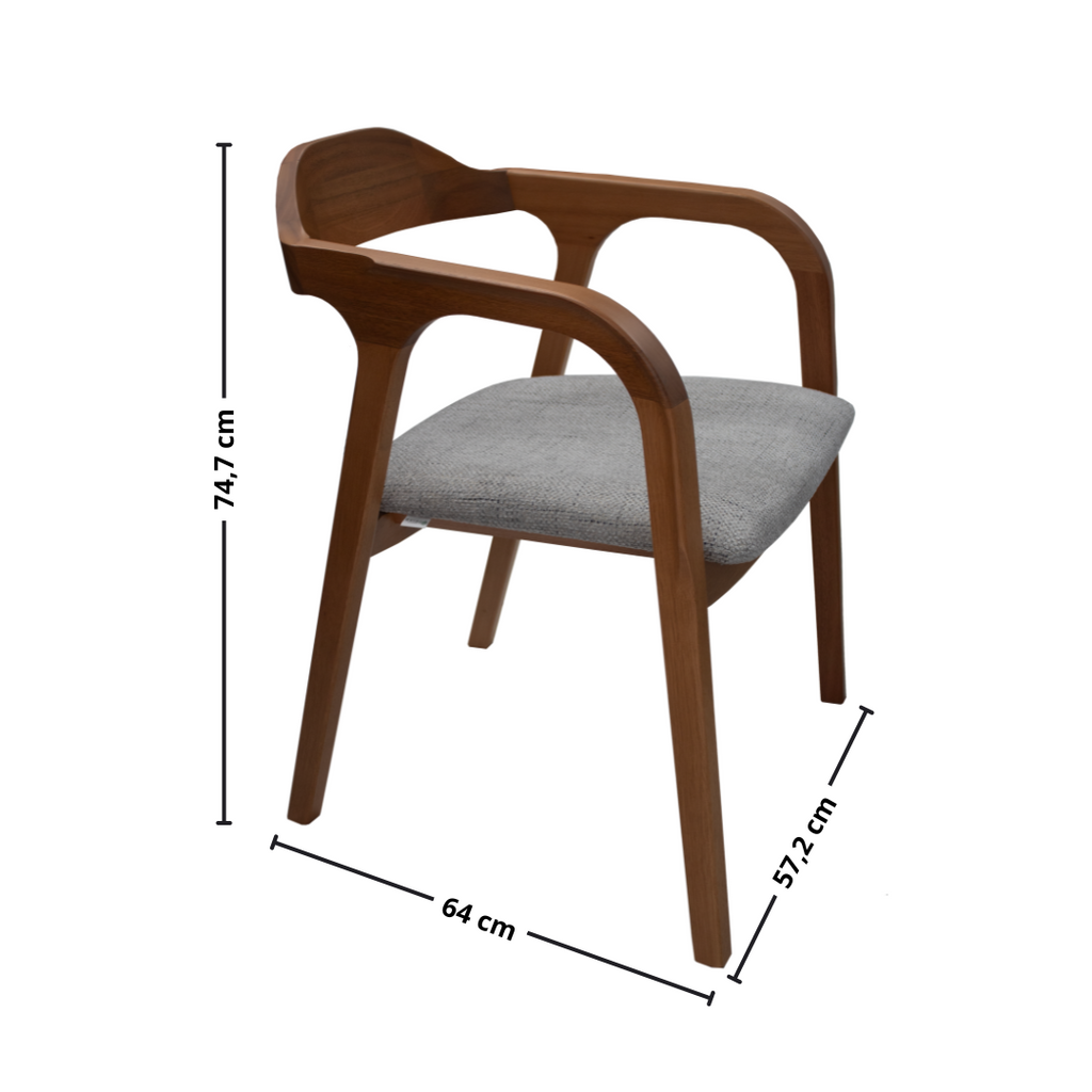 Poltrona Astom Seiva 60cm Champagne Linho Cinza
