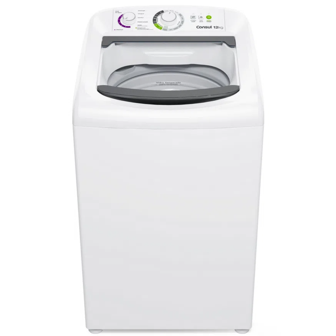 Lavadora de Roupas Consul 12Kg CWH12BB Dosagem Econômica e Ciclo Edredom Cesto Inox Branco 220V