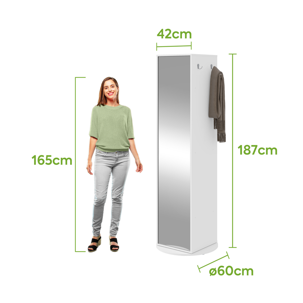 Sapateira Esthela Giratória Lopas 60x187cm Espelho Branco