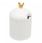 Açucareiro de Cerâmica Rojemac Colibri com Colher e Tampa Branco