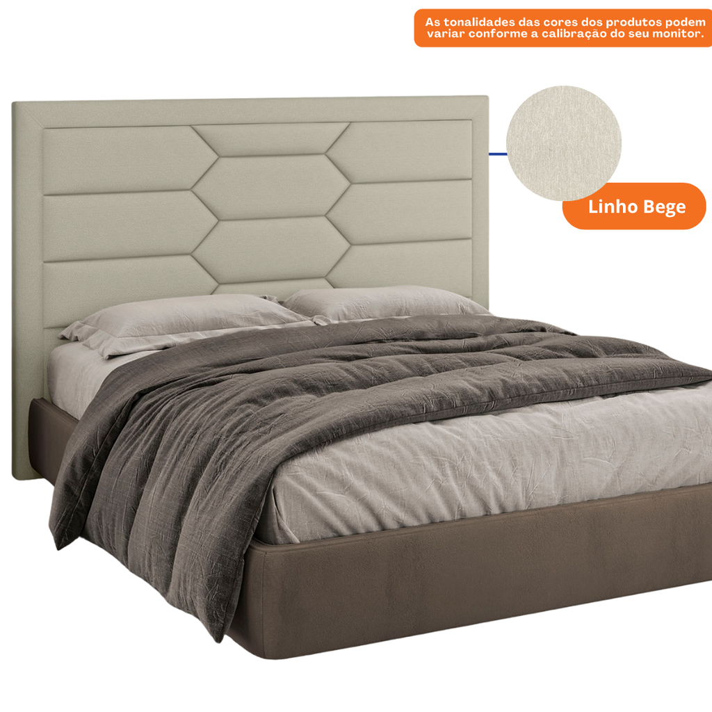 Cabeceira Delta Perfan 160x13cm Linho Bege