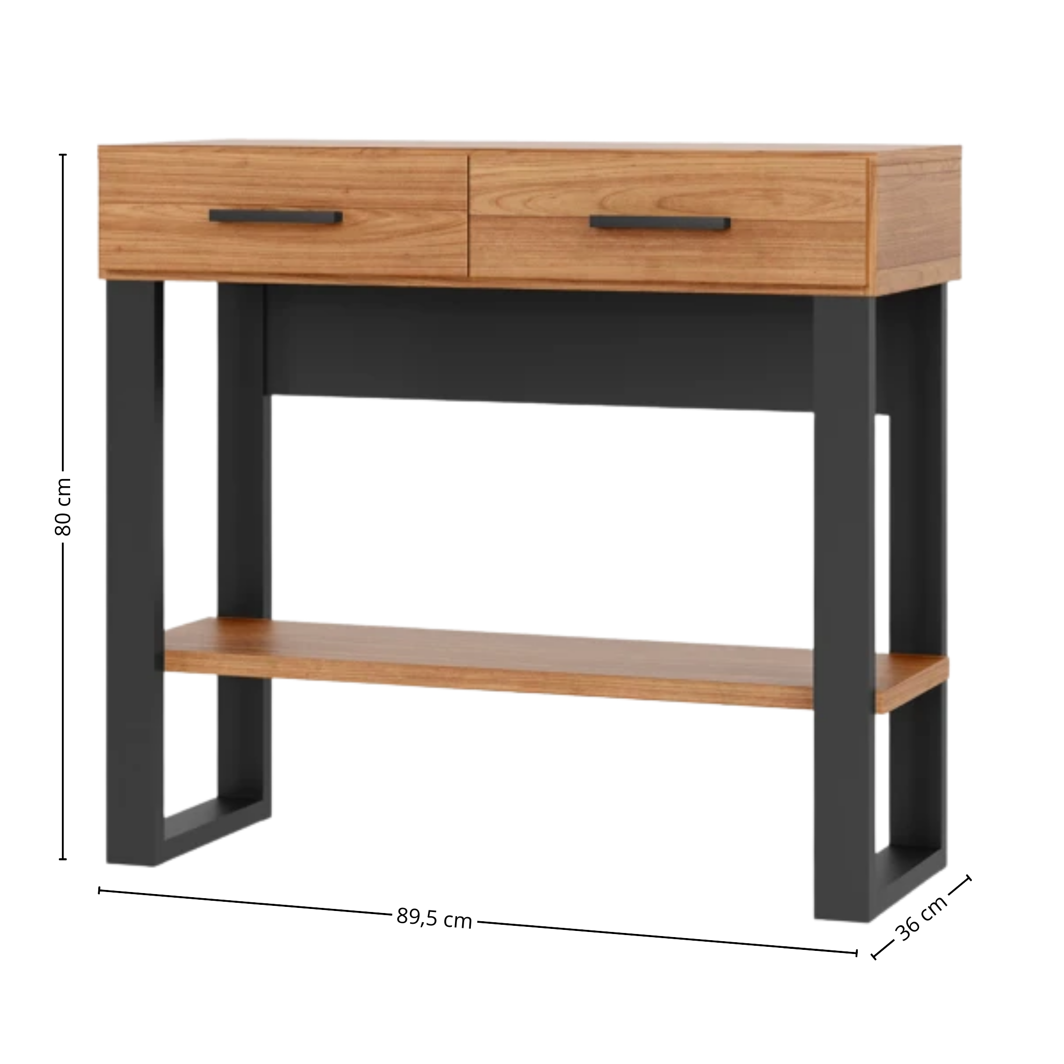 Aparador Industrial Dalla Costa 89cm 2 Gavetas F31 Freijó e Preto