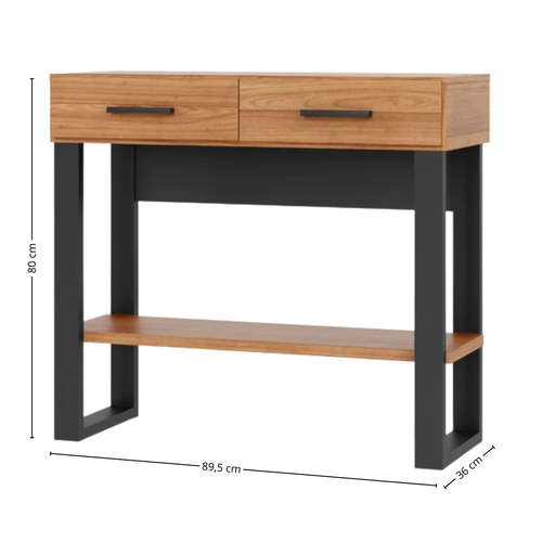 Aparador Industrial Dalla Costa 89cm 2 Gavetas F31 Freijó e Preto
