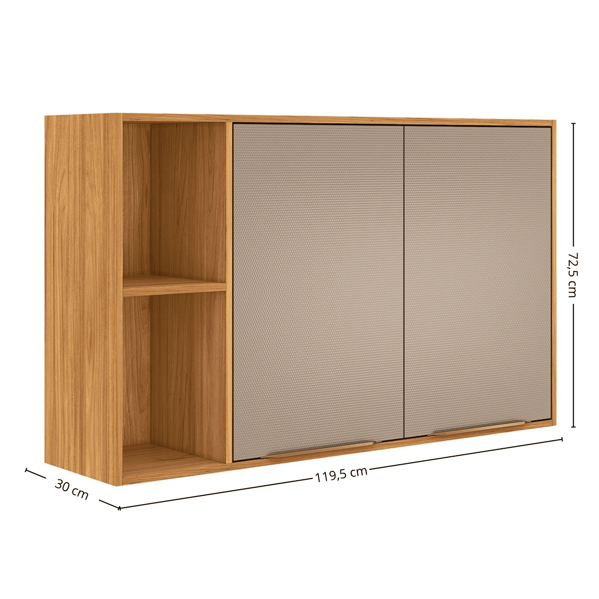 Armário Aéreo de Cozinha Plena Demóbile 100%MDF 120cm 2 Portas Cinamomo e Nude