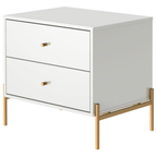 Mesa de Cabeceira Jasper Província 2 Gavetas Branco com Dourado