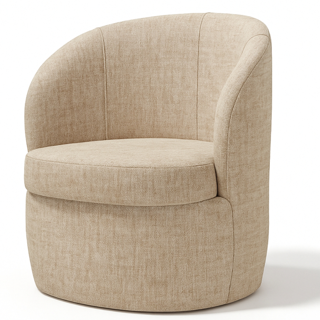 Poltrona Carrara 67cm Konfort Giratória Linho Bege