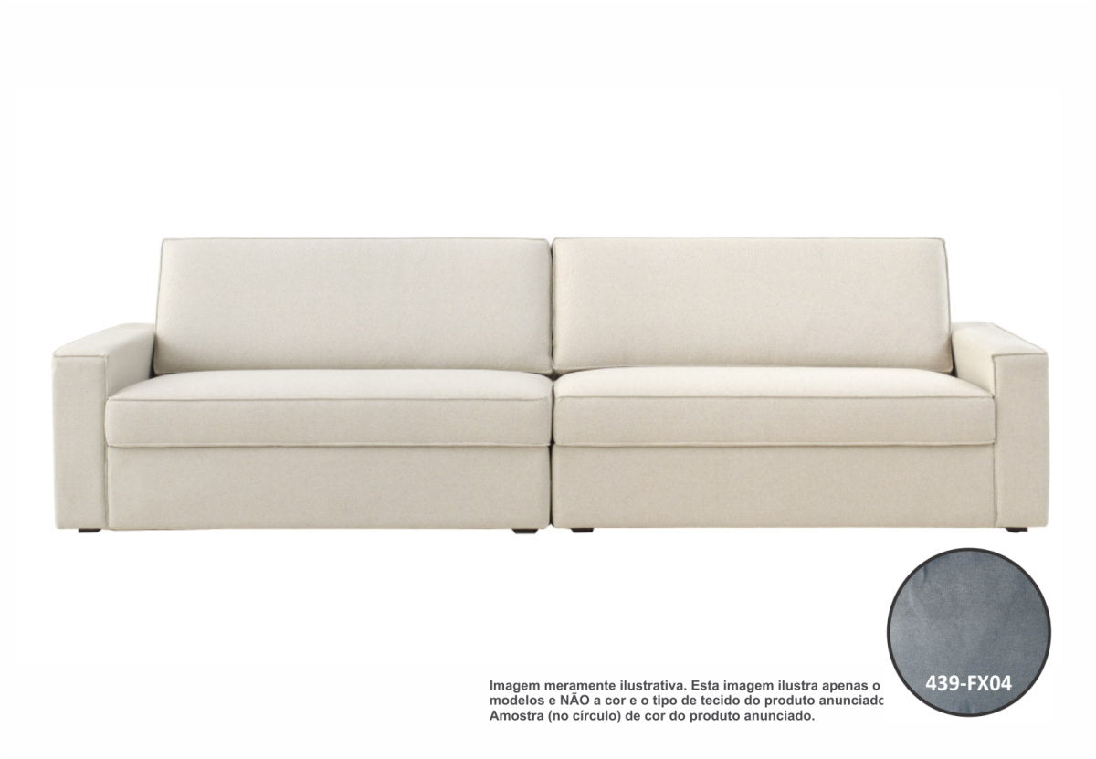 Sofá Living Fly 250cm Enele 2 Assentos Veludo Azul