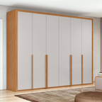 Roupeiro Imperatore Lopas  274cm 100% MDF 6 Portas com Puxador em Madeira Amêndoa e Off White