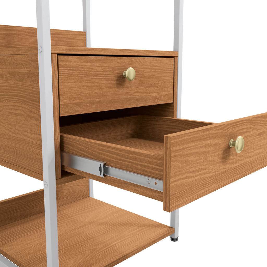 Armário Industrial Closet LI050 Kappesberg 48cm 5 Prateleiras 2 Gavetas Canela e Branco