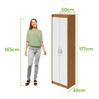Armário Multiuso Bliss Lopas 2 Portas 50cm Amêndoa e Branco