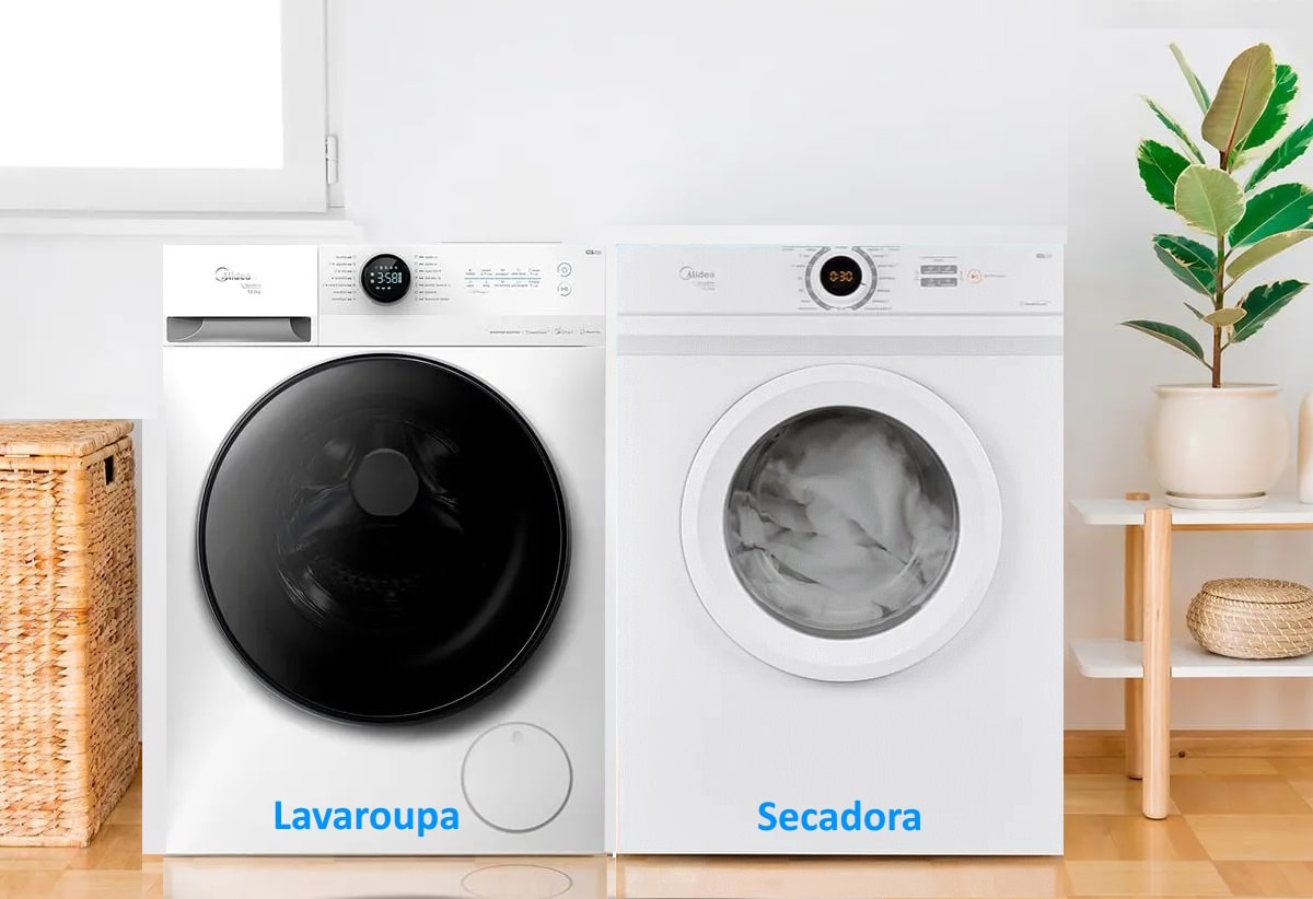 Conjunto Midea Lavadora de Roupas 11KG HealthGuard Inverter+Secadora HealthGuard 11,2Kg 220V