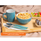 Bowl De Porcelana Redondo Etilux Textura Winter 540ml  Azul