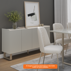 Balcão Buffet Arcadia Província 137cm 4 Portas Off White e Champanhe