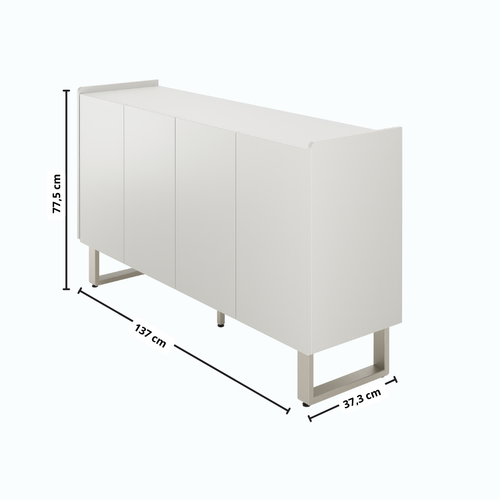 Balcão Buffet Arcadia Província 137cm 4 Portas Off White e Champanhe