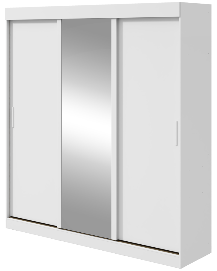 Roupeiro Saion Lopas 200cm 3 Portas Correr com Espelho  Branco