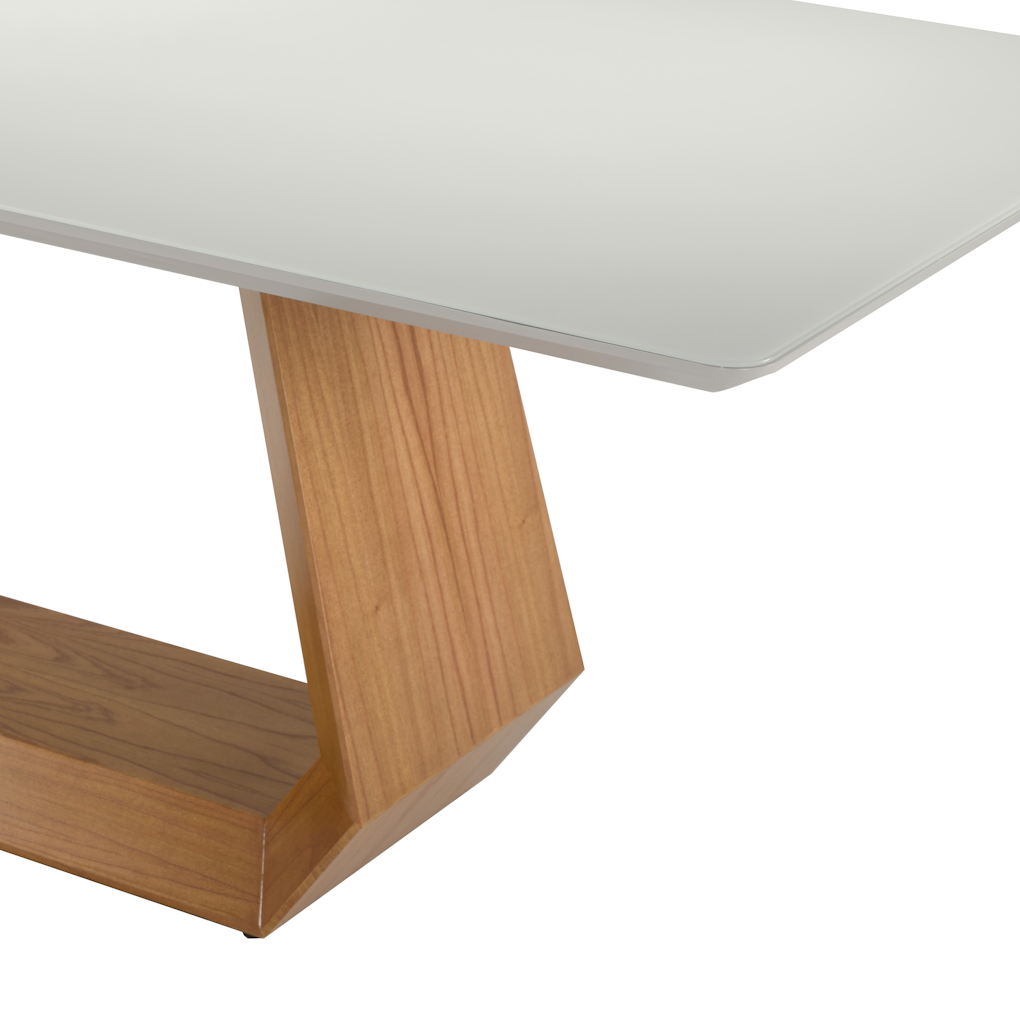 Mesa Retangular Diamond Ferrati 200x100cm Champanhe Tampo com Vidro Off White