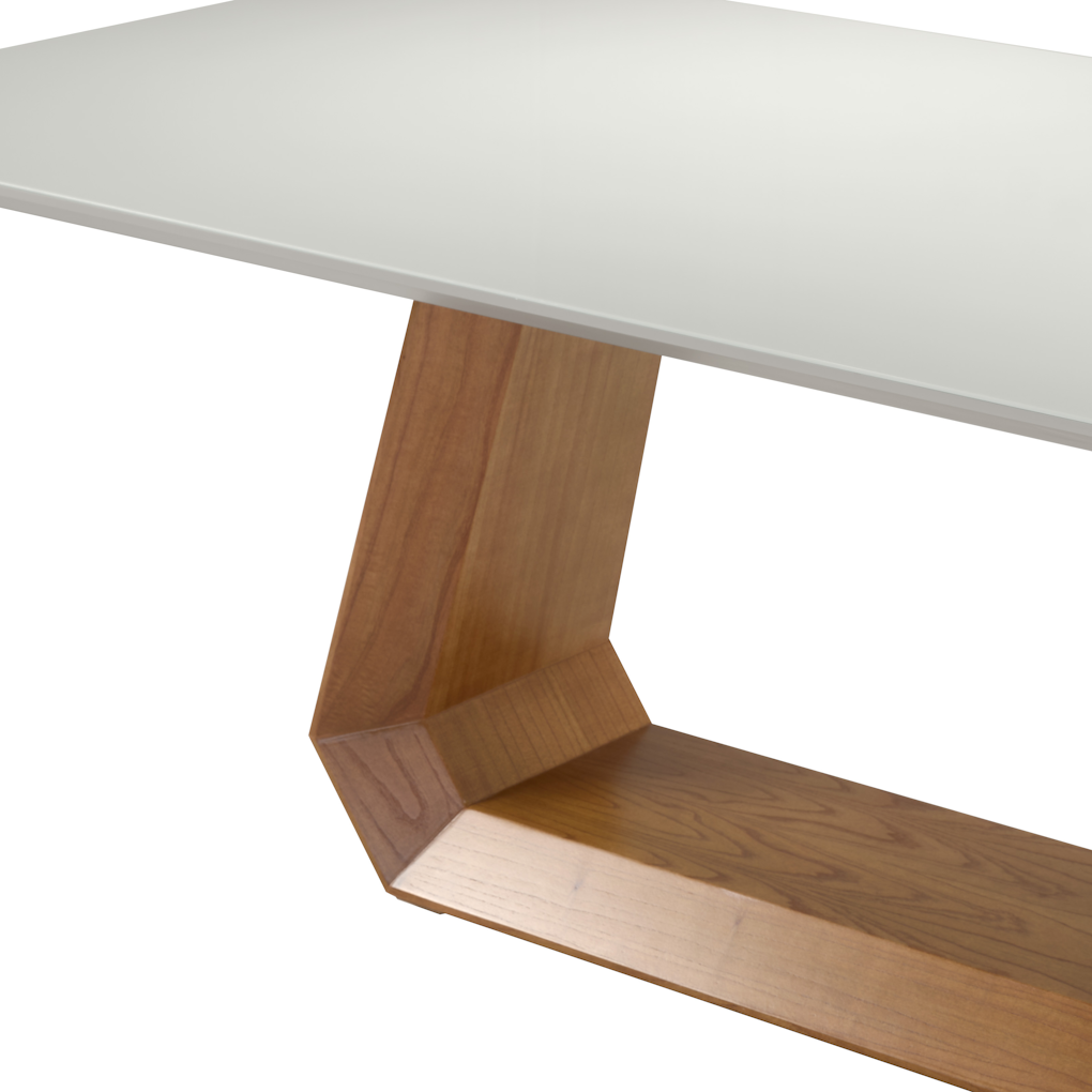 Mesa Retangular Diamond Ferrati 200x100cm Champanhe Tampo com Vidro Off White