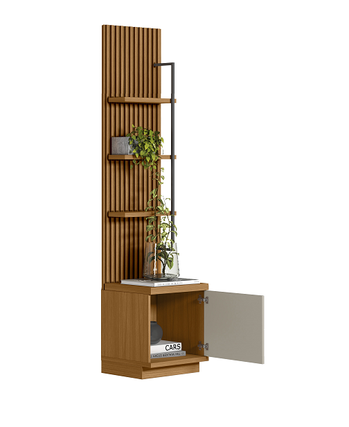 Módulo Lateral para Rack com Painel Ouro Preto Linea 44cm Nature e Off White
