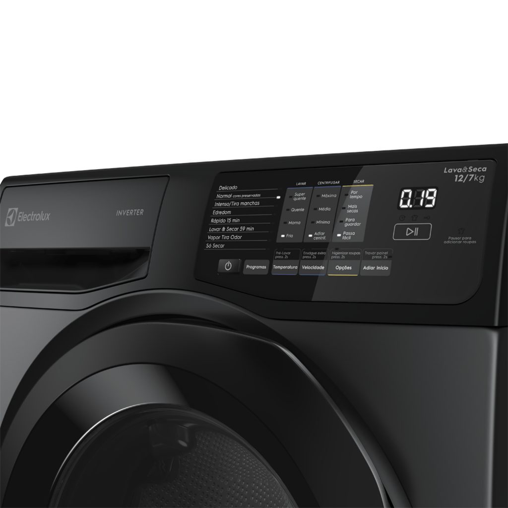 Lava e Seca Electrolux 12kg LSC12 Inverter Lavagem Inteligente Cinza Ônix 220V