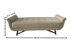 Puff Recamier Deville Perfan 160cm com Pés em Madeira Linho Bege