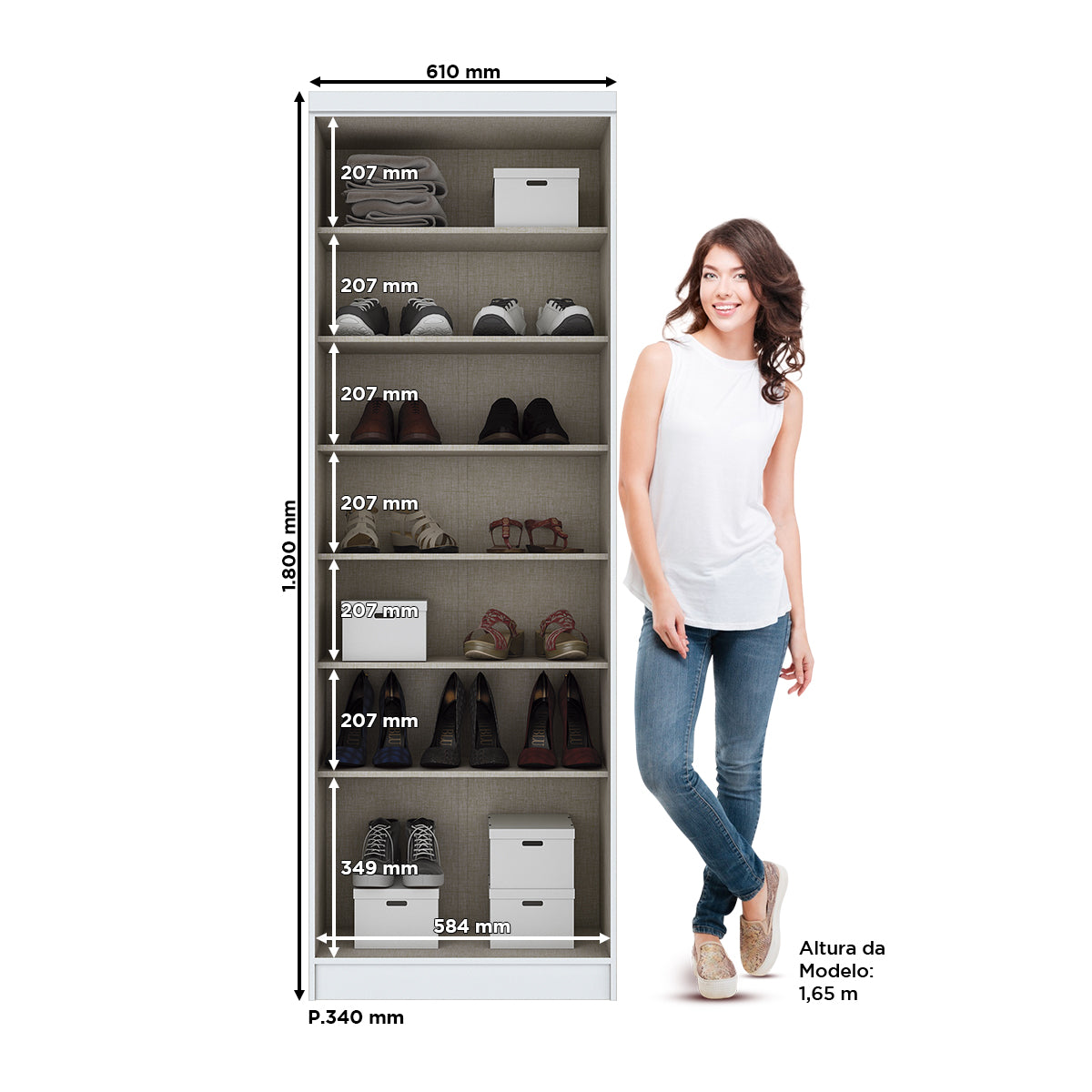 Armário Multiuso Margarida Henn 2 Portas 61cm Branco