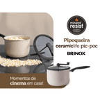 Panela Pipoqueira Ceramic Life Pic Poc Brinox 5,5L Antiaderente Vanilla