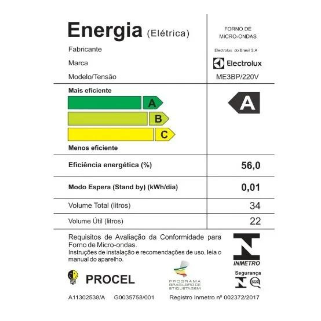 Micro-ondas de Embutir Electrolux 34L  Experience Descongelamento Assistido Preto 220V