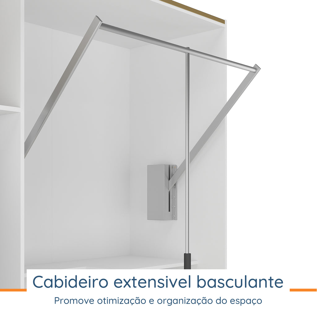 Roupeiro Creta Mambel 200cm 2 Portas de Correr com Espelho 100% MDF Branco