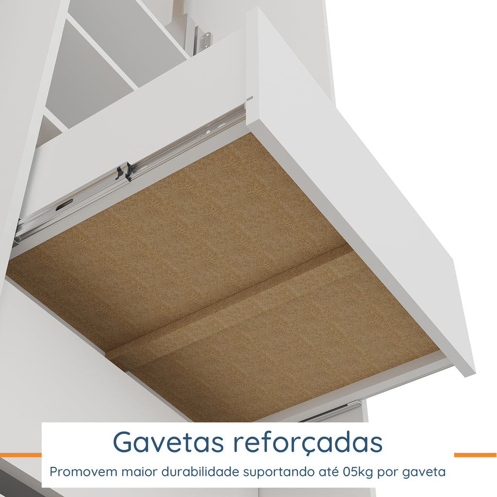 Roupeiro Creta Mambel 200cm 2 Portas de Correr com Espelho 100% MDF Branco