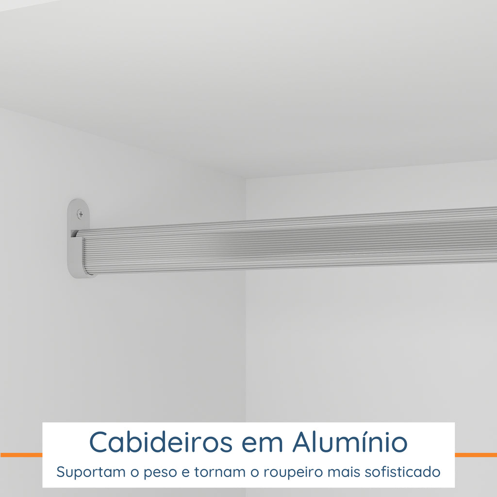 Roupeiro Creta Mambel 200cm 2 Portas de Correr com Espelho 100% MDF Branco