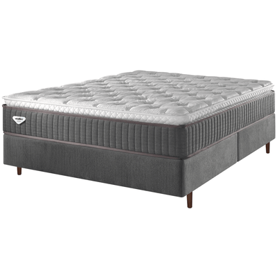 Conjunto Cama Box Comfy King Ecoflex 193x203x76cm Molas Ensacadas Grafite