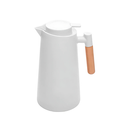 Garrafa Térmica  Lyor com Cabo de Madeira Escandinávia 1L Branca