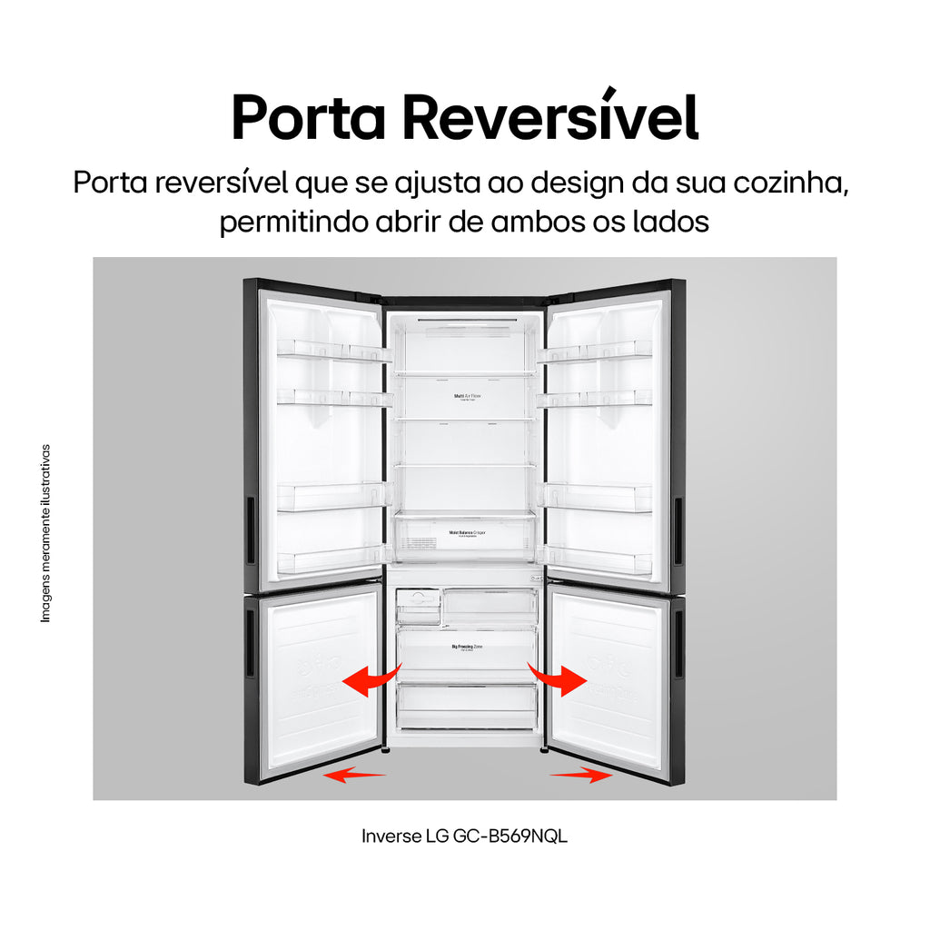 Refrigerador LG 462L Inverter Duplex Smart Inverse Black Inox 220V