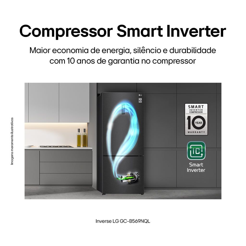Refrigerador LG 462L Inverter Duplex Smart Inverse Black Inox 220V